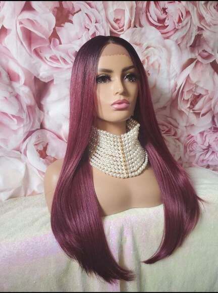 Human hair blend lace front wig